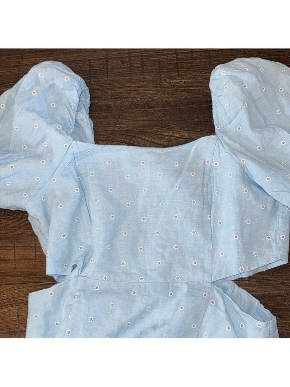Lilly Pulitzer Kylanne Embroidered Linen Mini Dress Baby Blue Cutout Size 12 NWT - Picture 6 of 10